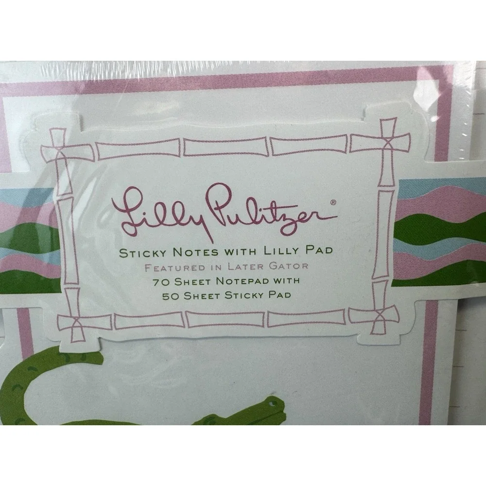 Lilly Pulitzer Sticky Notes With Lilly  Pad Pink Green Later Gator Alligator
